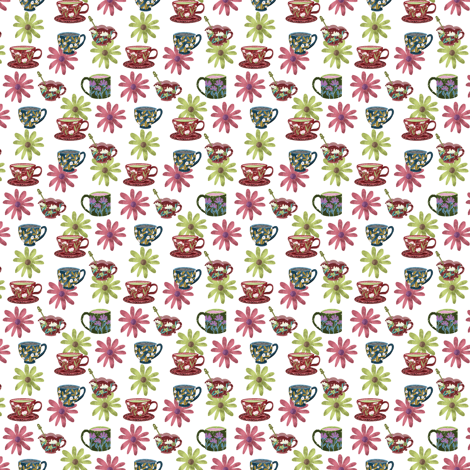 Teacups & Flowers Pattern Acrylic Sheets - CMB Pattern Acrylic